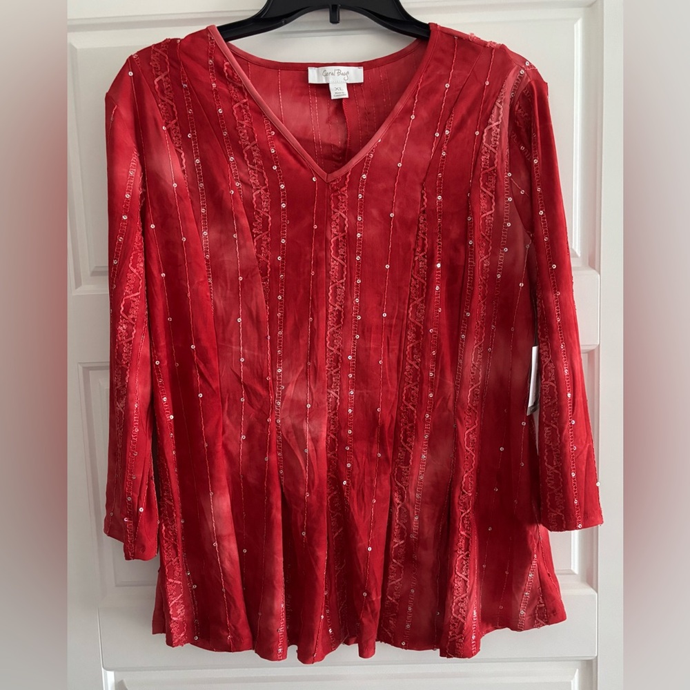 Elegant Red V-Neck Top